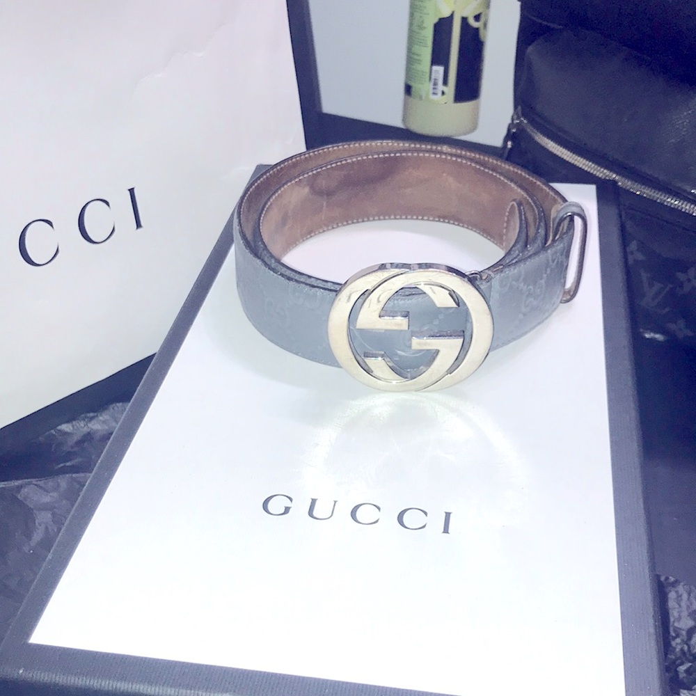 Gucci Guccissima Mens Belt in Light Grey
